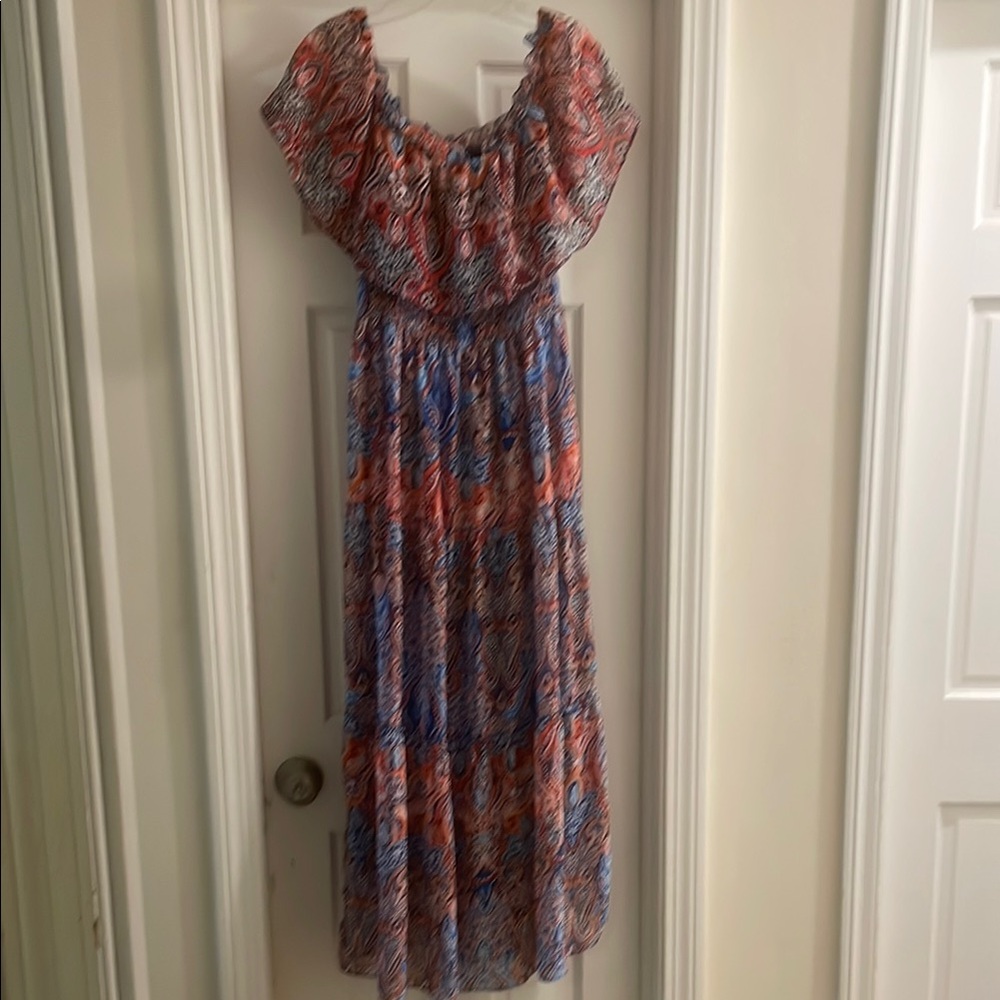 Colorful Off-Shoulder Maxi Dress